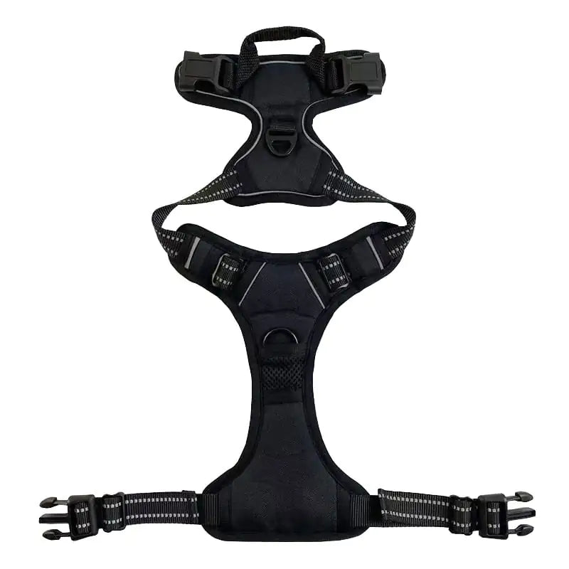 Reflective nylon chest and back harness for dogs